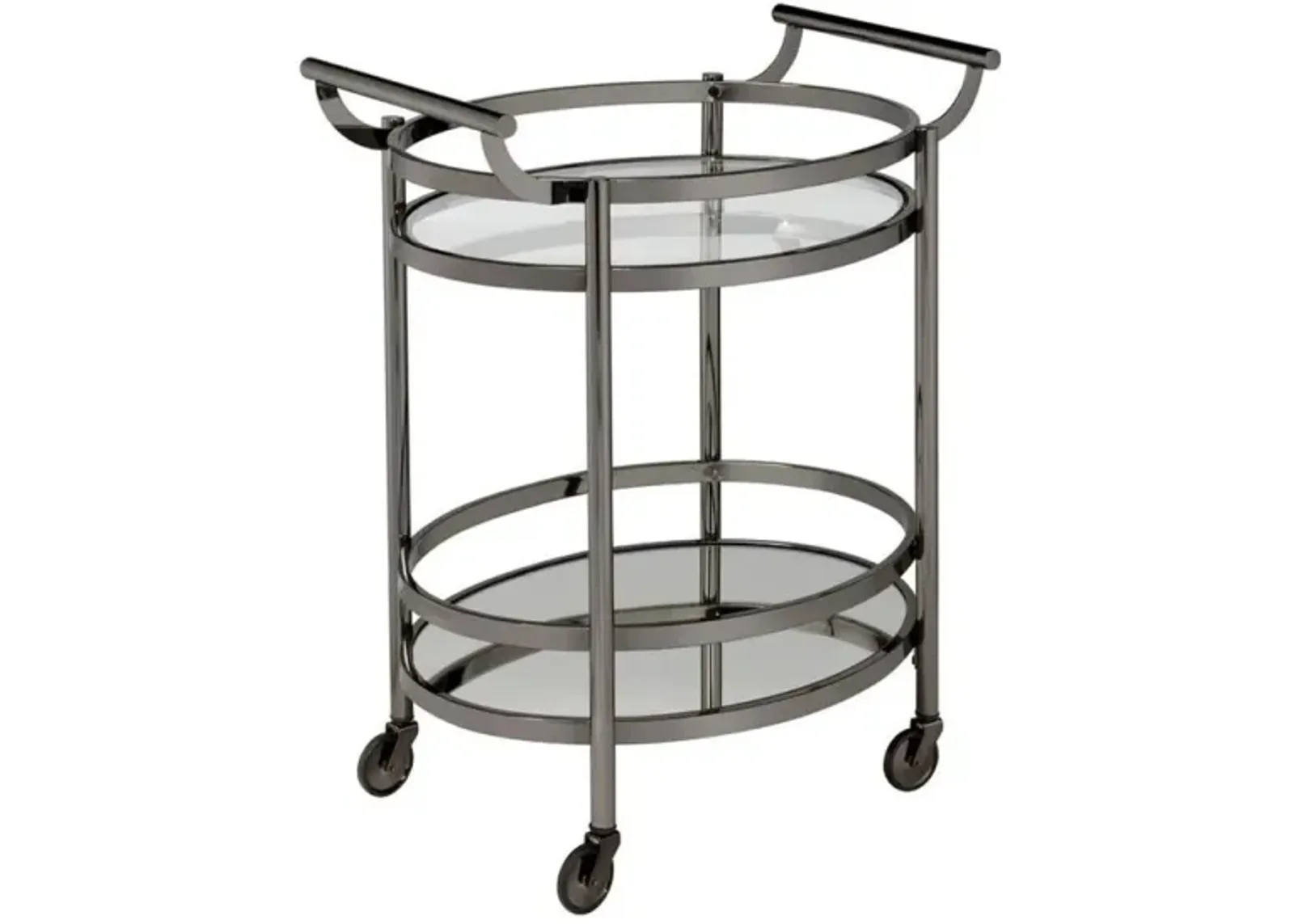 Lakelyn Serving Cart, Black Nickel & Clear Glass