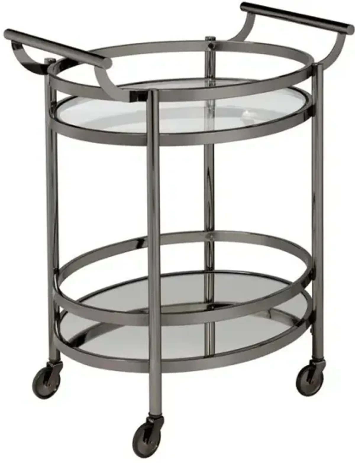 Lakelyn Serving Cart, Black Nickel & Clear Glass