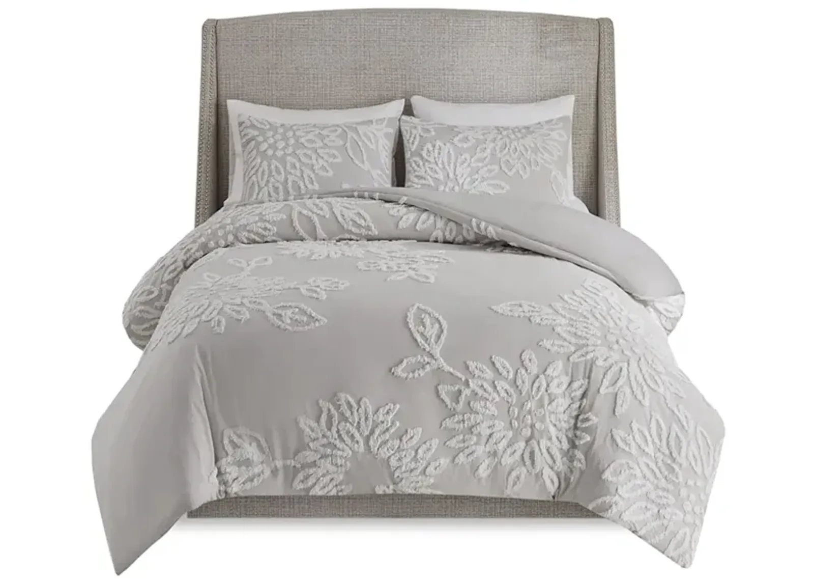 Gracie Mills Anita 3-Piece Farmhouse Tufted Cotton Chenille Floral Comforter Set