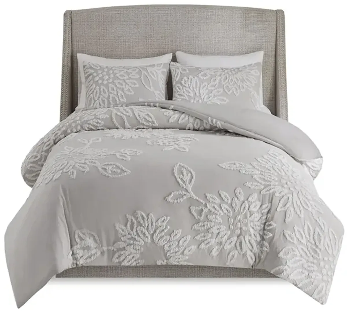 Gracie Mills Anita 3-Piece Farmhouse Tufted Cotton Chenille Floral Comforter Set