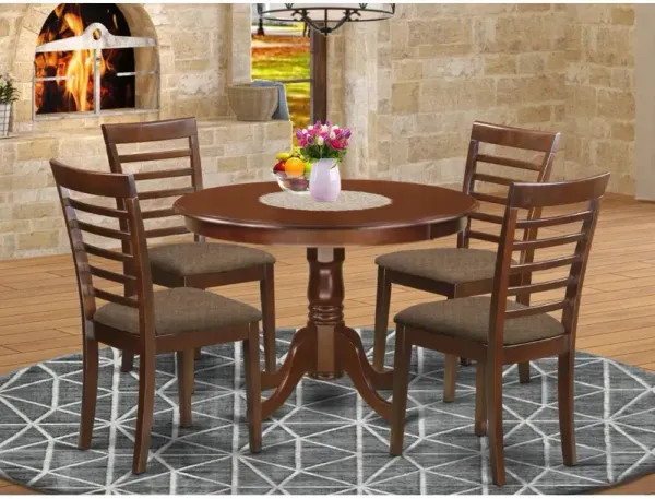 5 Pc set with a Kitchen Table and 4 Kitchen Chairs in Mahogany