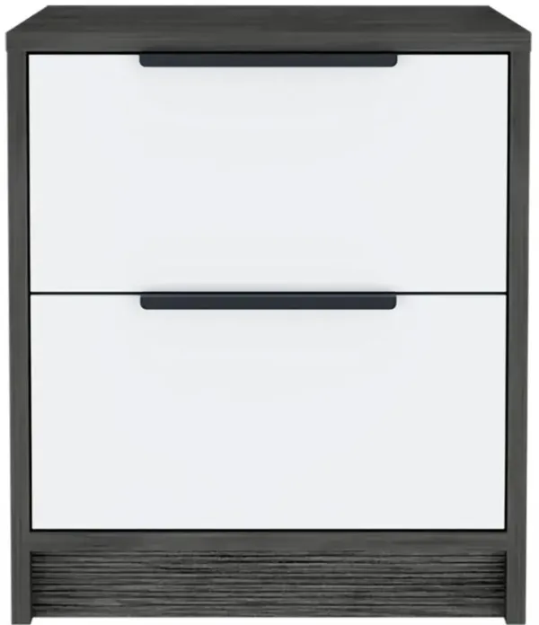 Hivvago Stylish Smokey Oak and White Two Drawer Nightstand