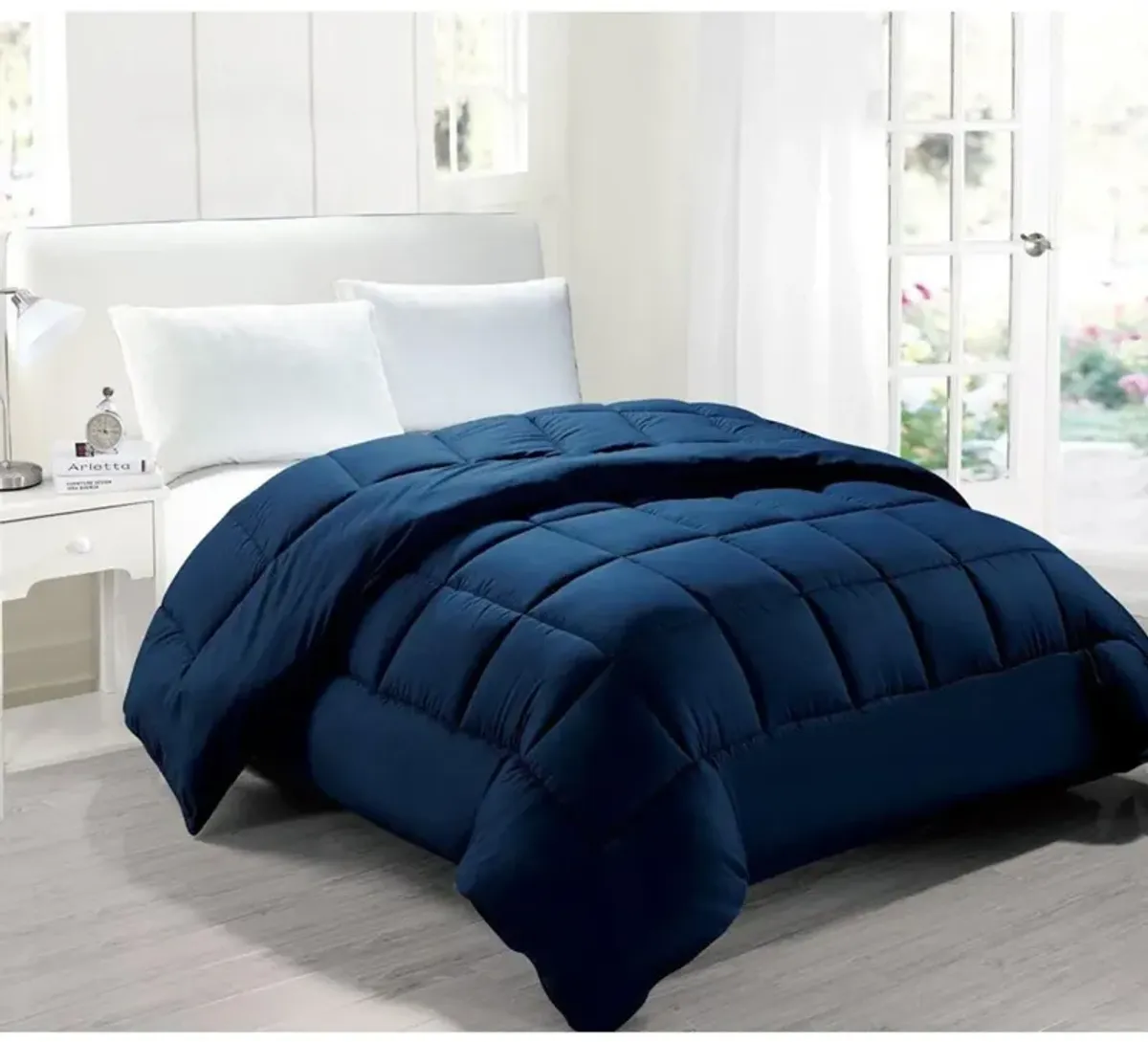 Legacy Decor Goose Down Alternative King Size Comforter, Navy Blue Color