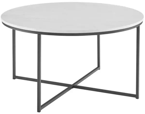Belen Kox Industrial Round Coffee Table with Crisscross Base, Belen Kox