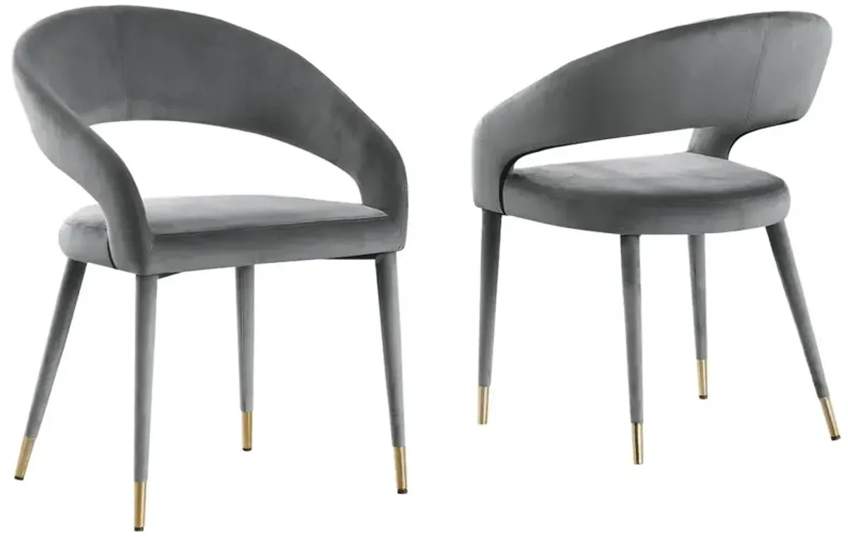 Jacques Velvet Gray Dining Chairs (Set of 2)