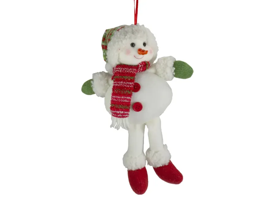 13" Jolly Smiling Plush Snowman Hanging Christmas Ornament