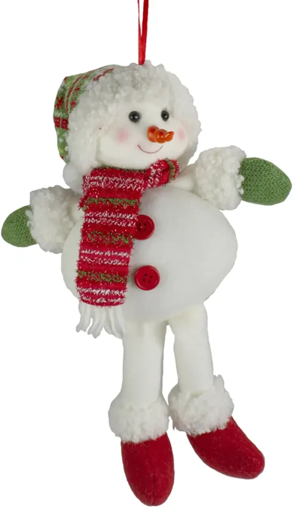 13" Jolly Smiling Plush Snowman Hanging Christmas Ornament