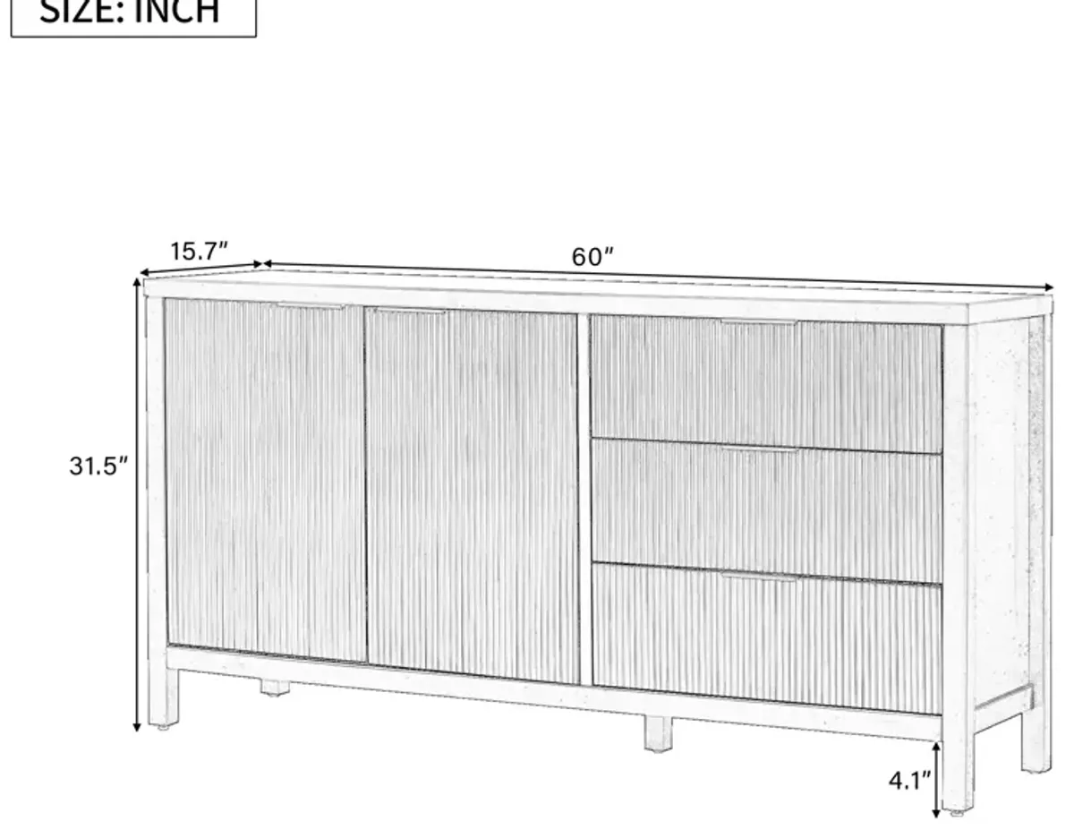Merax Wave-Pattern Sideboard Storage Cabinet
