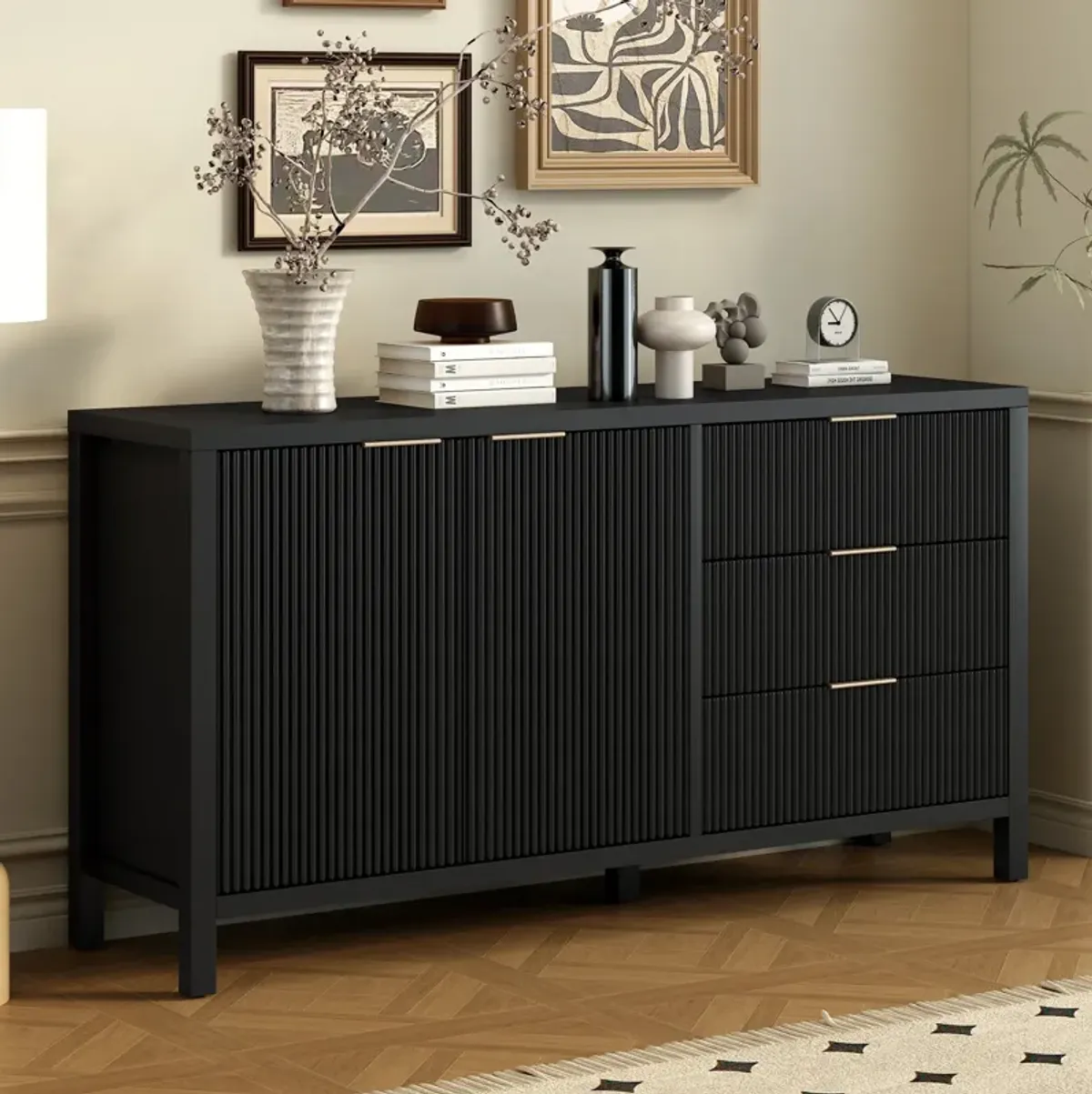 Merax Wave-Pattern Sideboard Storage Cabinet