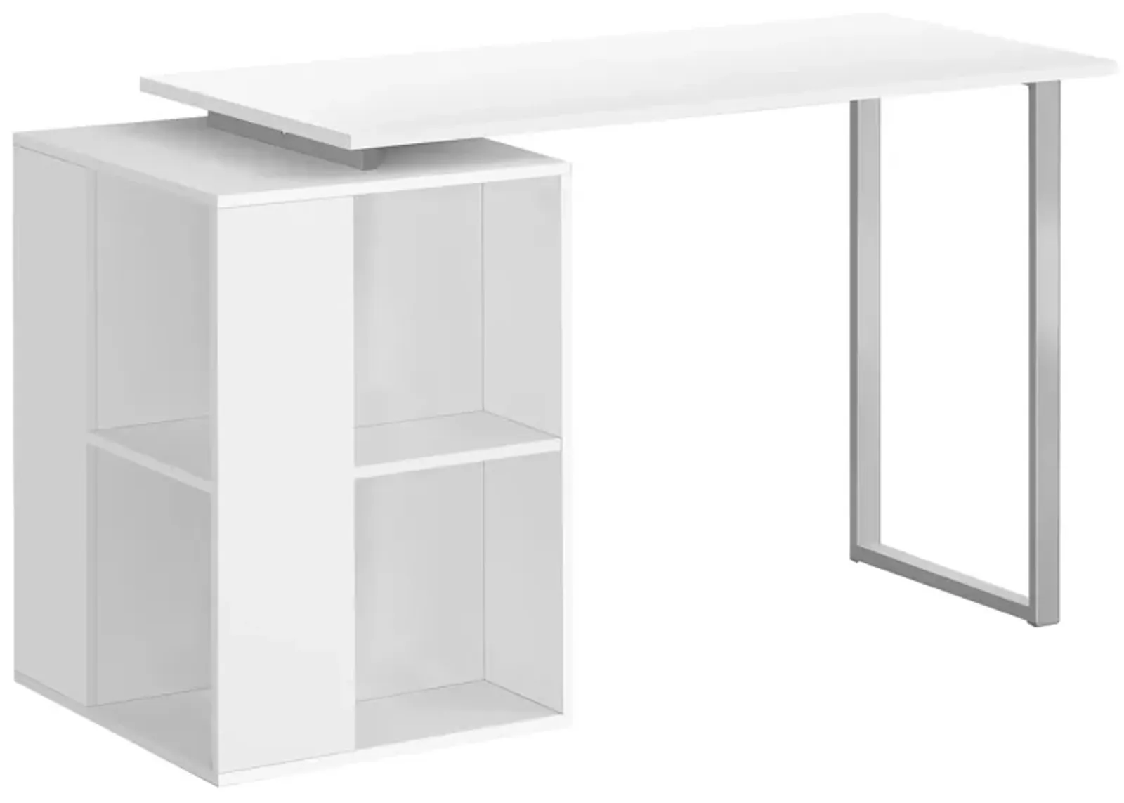 Monarch Specialties I 7600 Computer Desk, Home Office, Left, Right Set-up, Storage Shelves, 55"L, Work, Laptop, Metal, Laminate, White, Grey, Contemporary, Modern