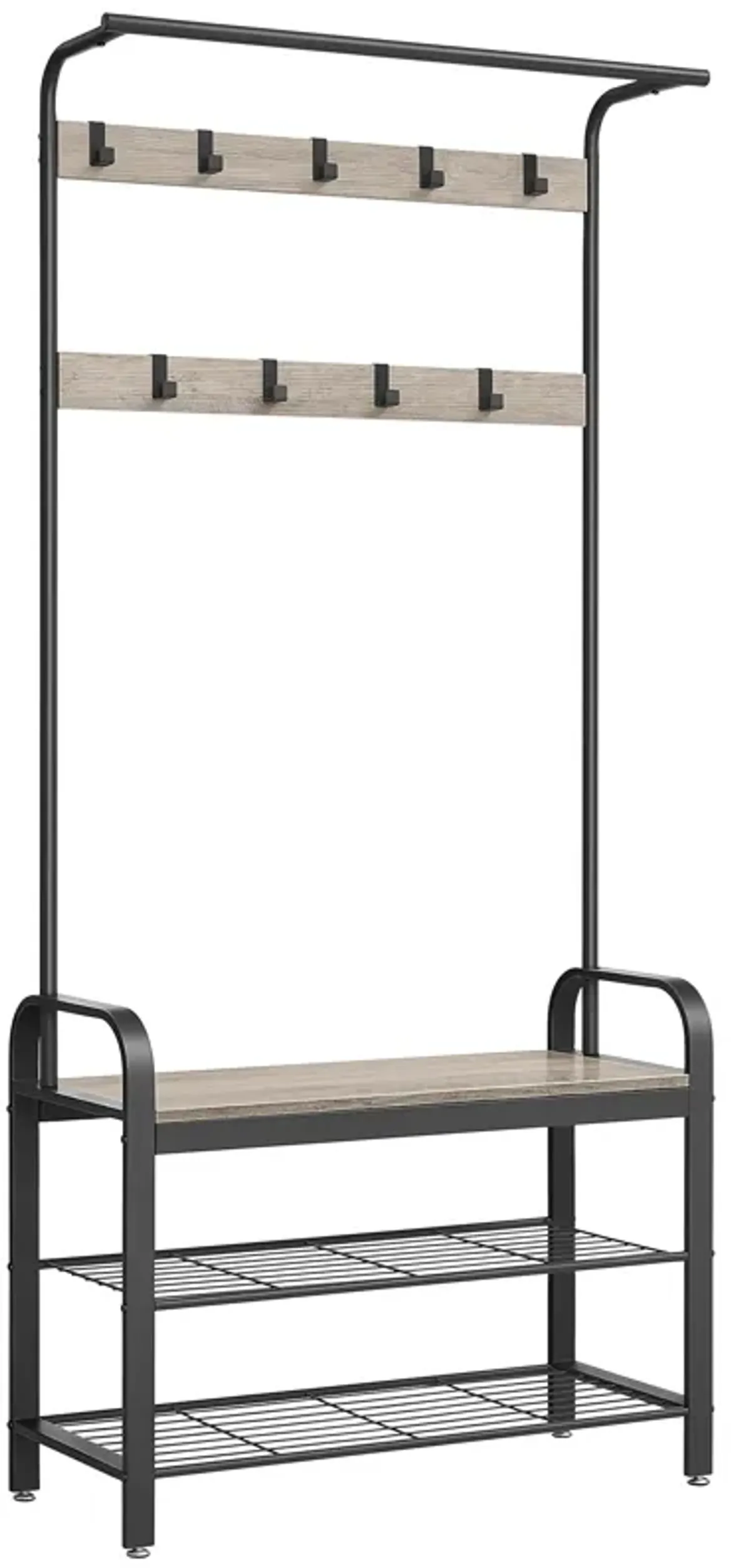 Coat Rack Shoe Bench with Wood, Look Accent and Metal Frame