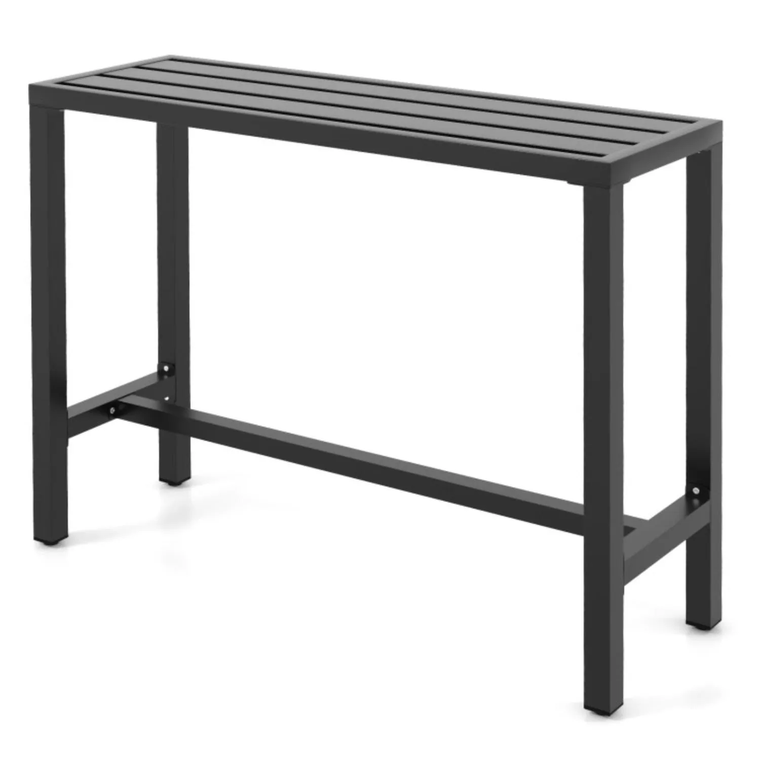 Hivvago Outdoor Bar Table with Waterproof Top and Heavy-duty Metal Frame