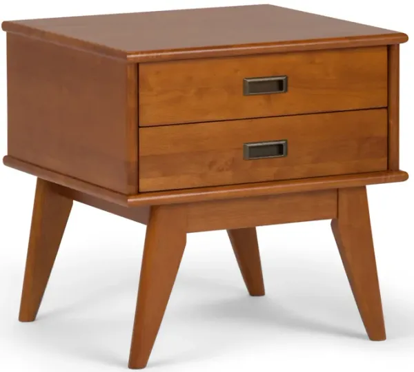 Draper SOLID HARDWOOD 22 inch Wide Rectangle Mid Century Modern End Side Table in Teak Brown