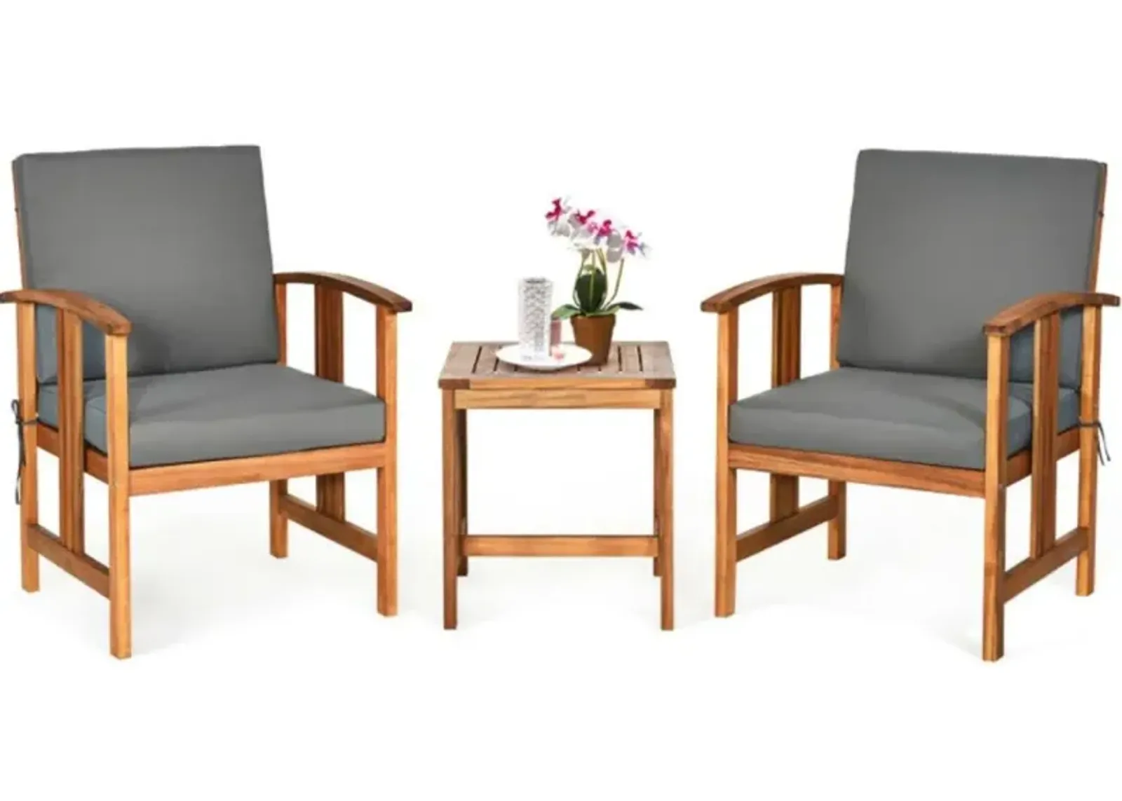 Hivvago 3 Pieces Solid Wood Outdoor Patio Sofa Furniture Set