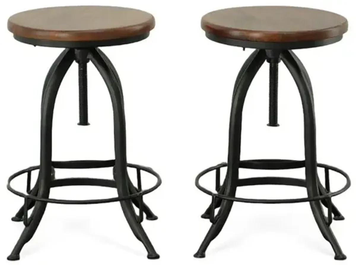 Carolina Living Ryder Adjustable Barstool - Chestnut Seat - Black Base