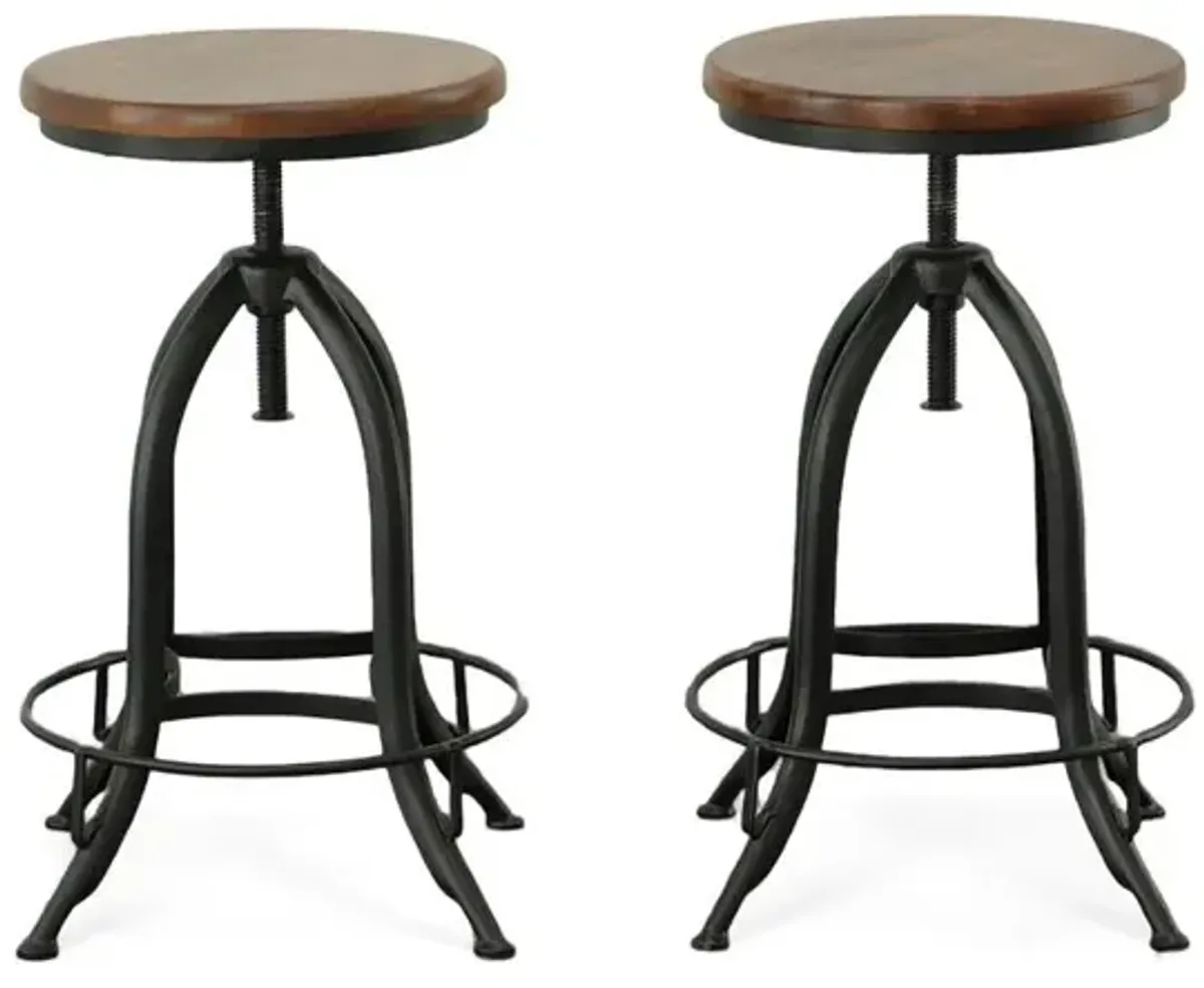 Carolina Living Ryder Adjustable Barstool - Chestnut Seat - Black Base