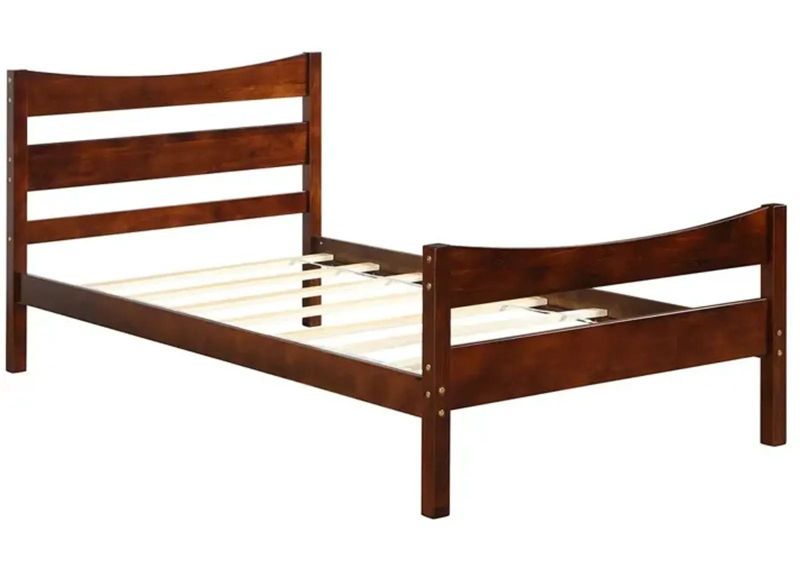 Twin Size Rustic Style Platform Bed Frame with Headboard and Footboard