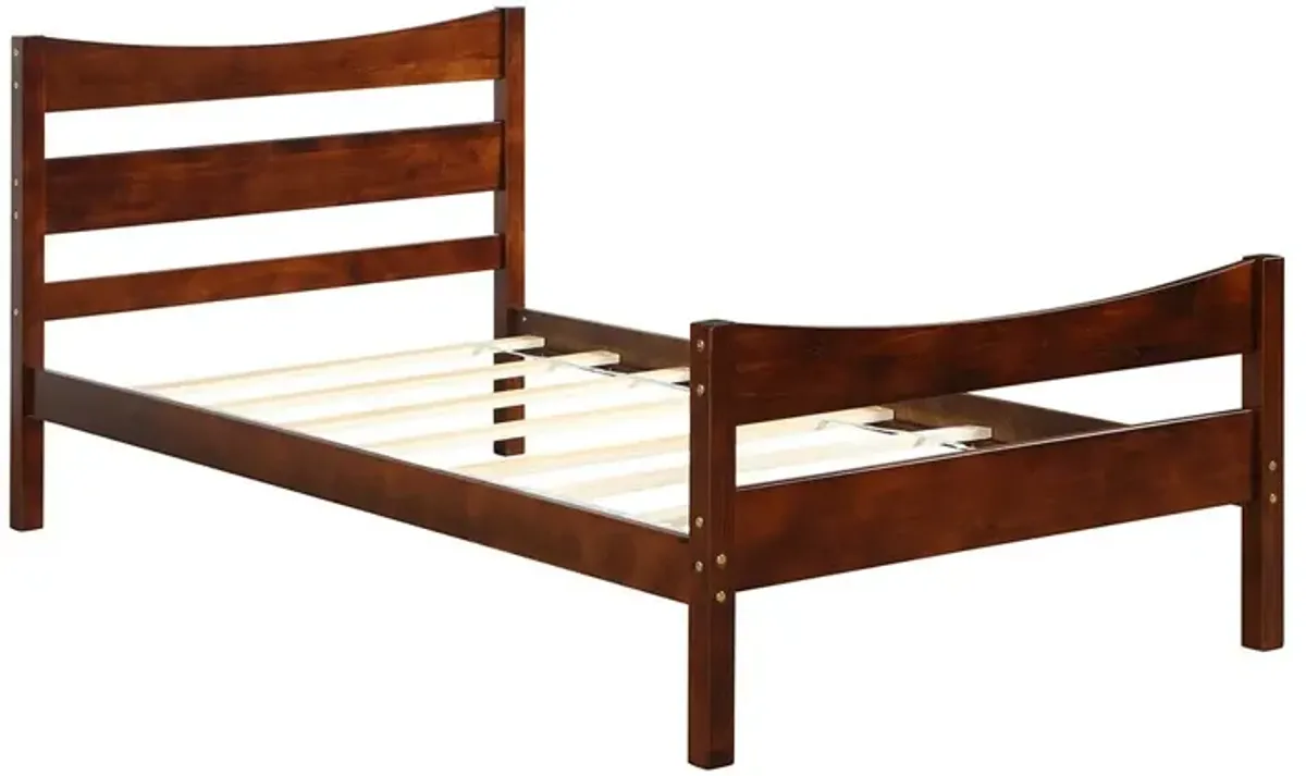 Twin Size Rustic Style Platform Bed Frame with Headboard and Footboard