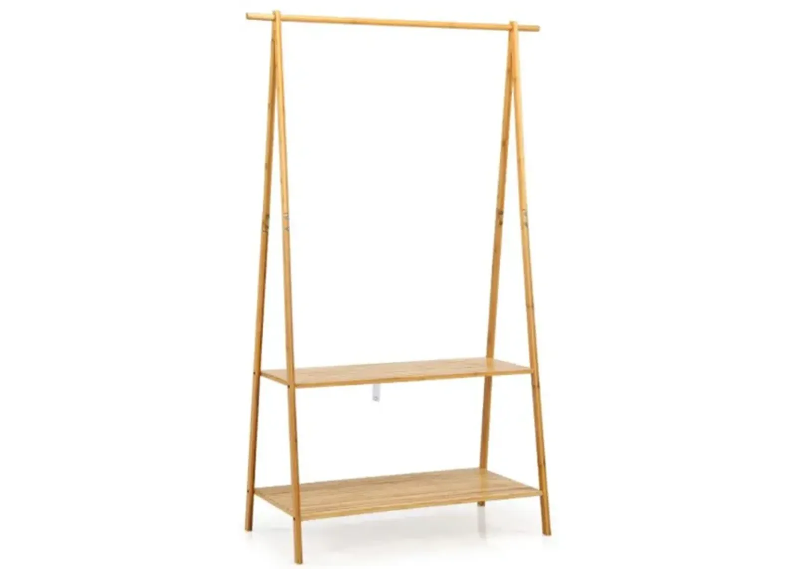 Hivvago Bamboo Clothes Hanging Rack with 2-Tier Storage Shelf for Entryway Bedroom