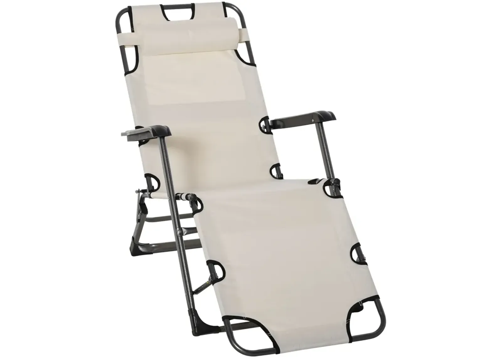 Outdoor Relaxation: Adjustable Footrest Lounge Chair with Pillow