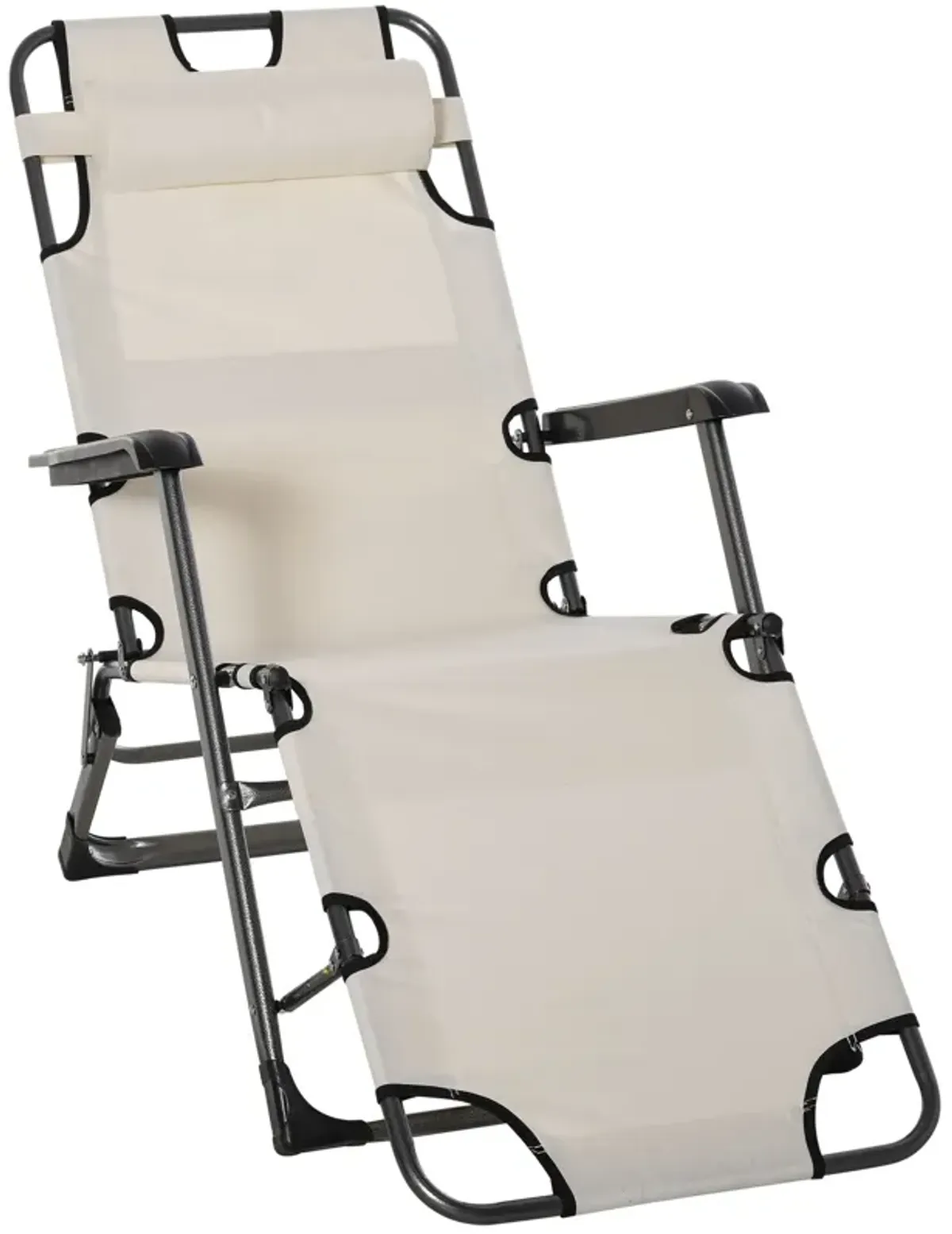 Outdoor Relaxation: Adjustable Footrest Lounge Chair with Pillow