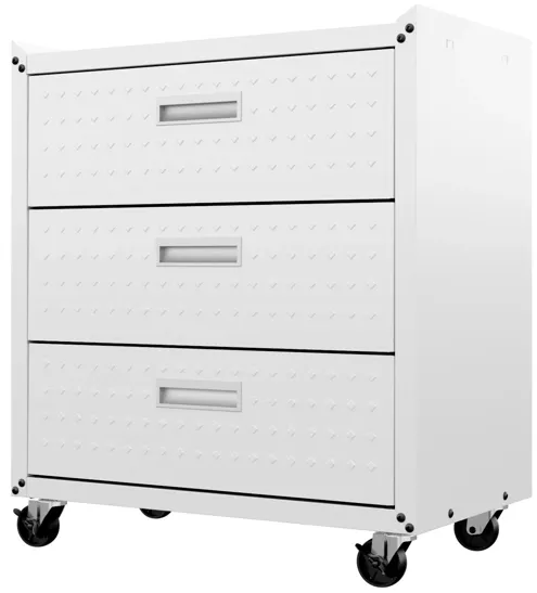 Fortress White 3-Drawer Rolling Cabinet