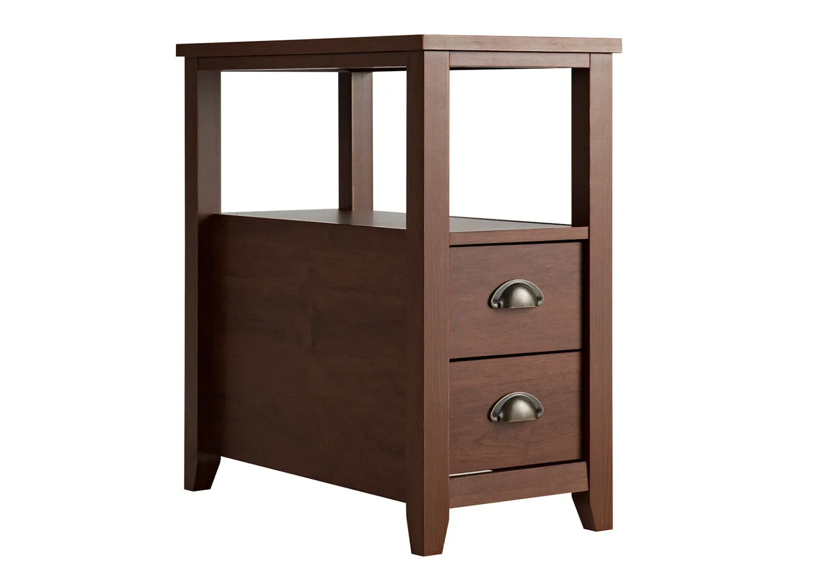 Nightstand End Table Wooden with 2 Drawers and Shelf Bedside Table