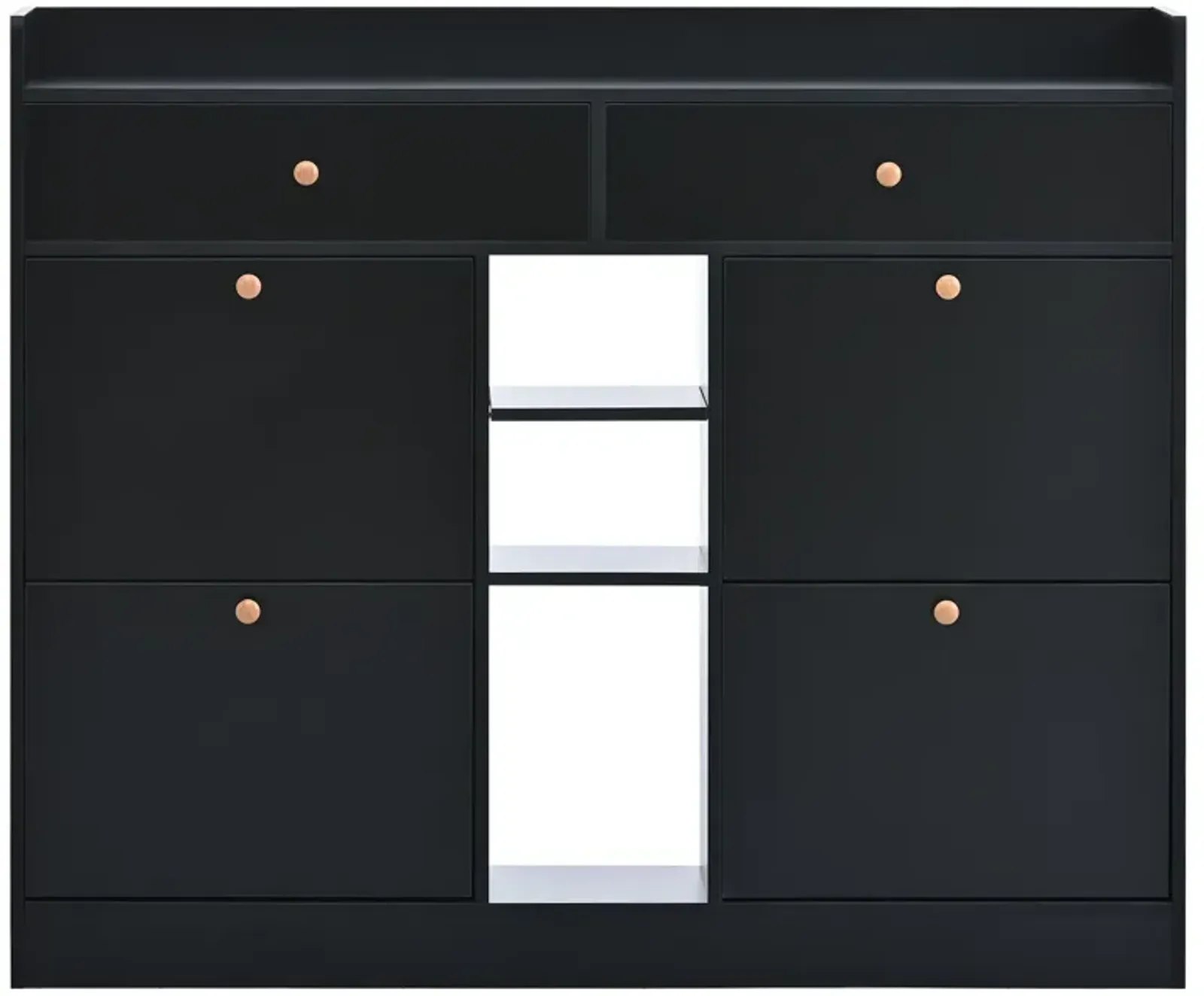 Merax Modern Shoe Cabinet with 4 Flip Drawers,Multifunctional 2-Tier Shoe Storage Organizer with Drawers