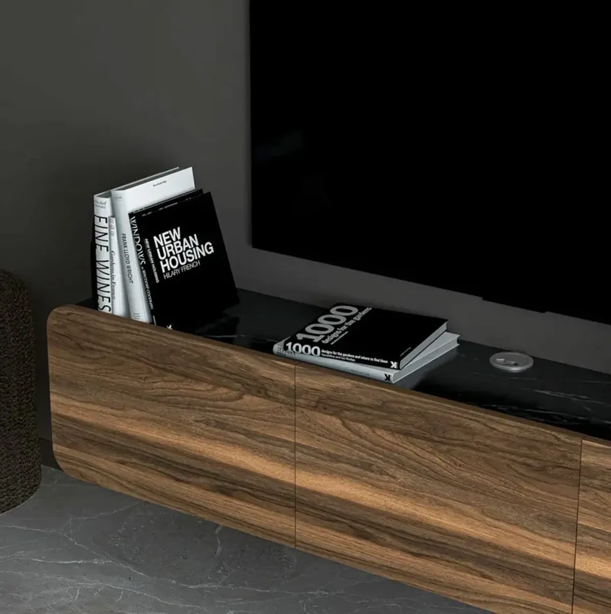 Atelier Mobili Floating TV Stand Wall Mounte for up to 80 inch TV and Under TV Cabinet (Walnut)