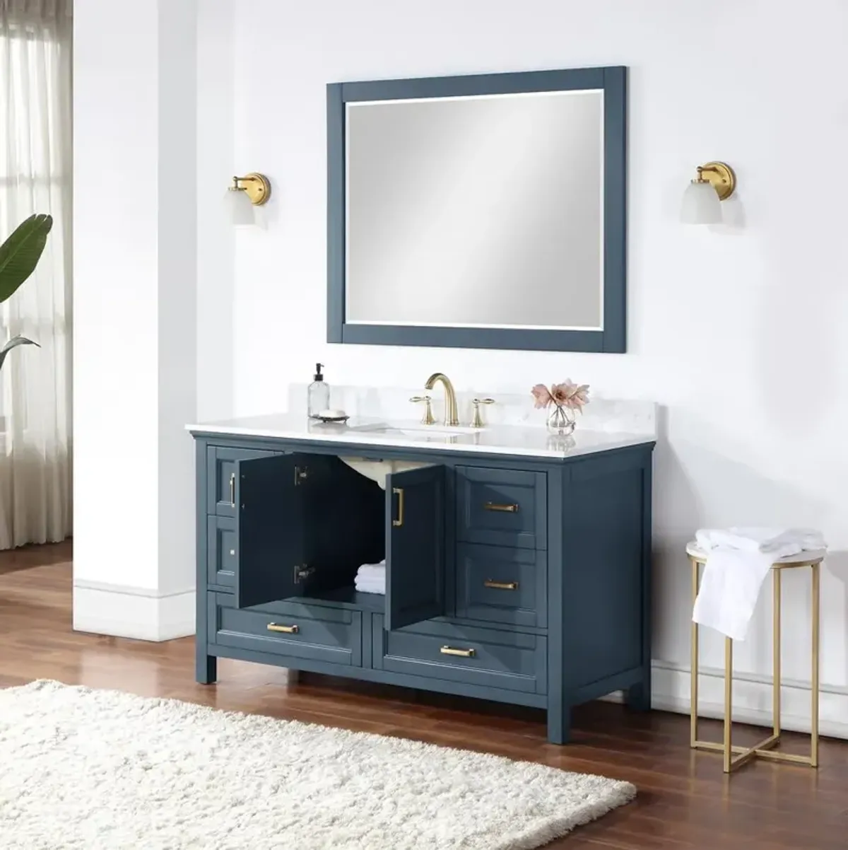 Altair 60 Single Bathroom Vanity Set in Classic Blue with Mirror