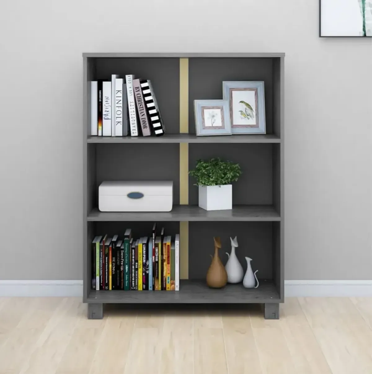 vidaXL Book Cabinet Dark Gray 33.5"x13.8"x13.8" Solid Wood Pine