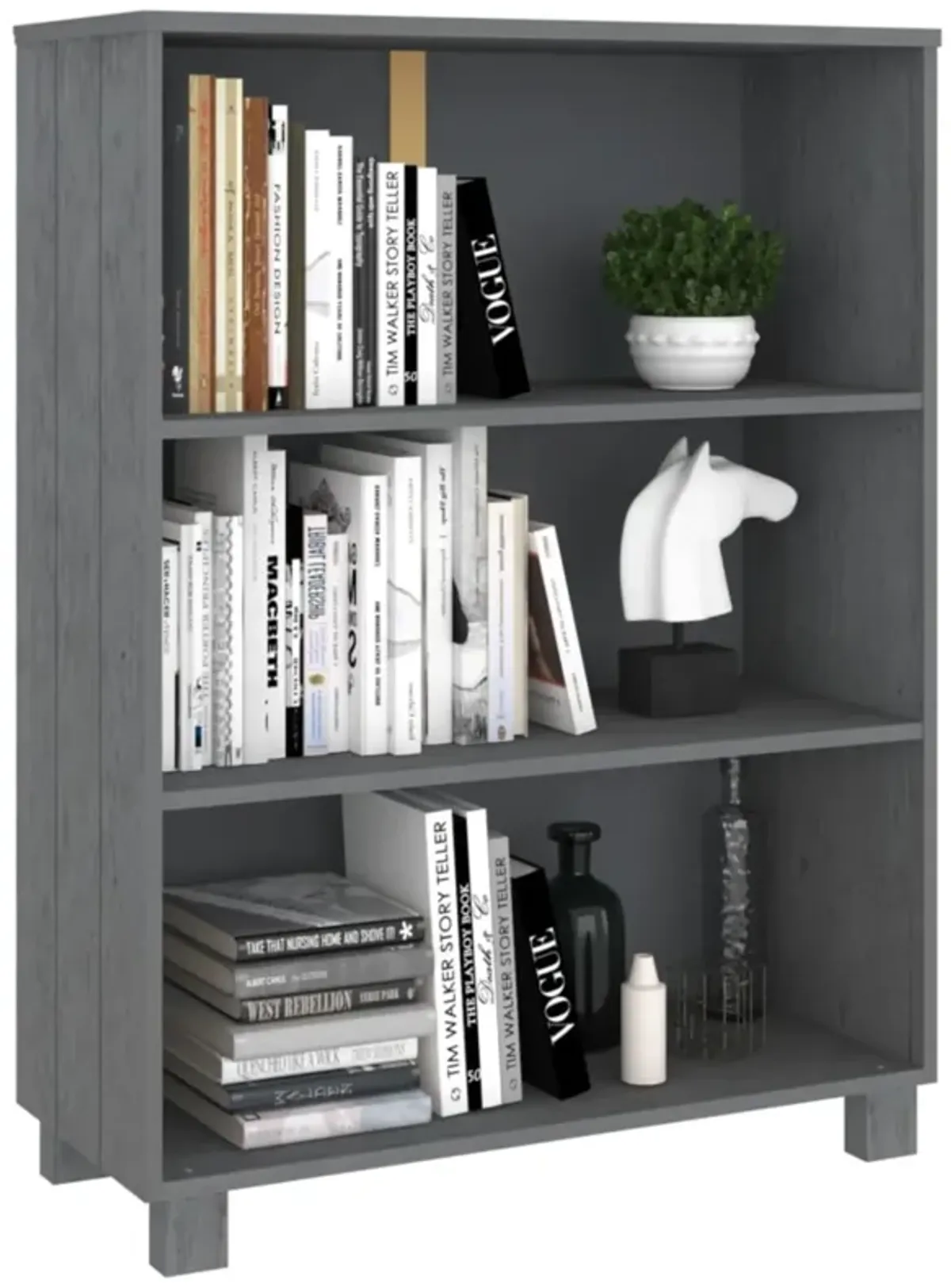 vidaXL Book Cabinet Dark Gray 33.5"x13.8"x13.8" Solid Wood Pine