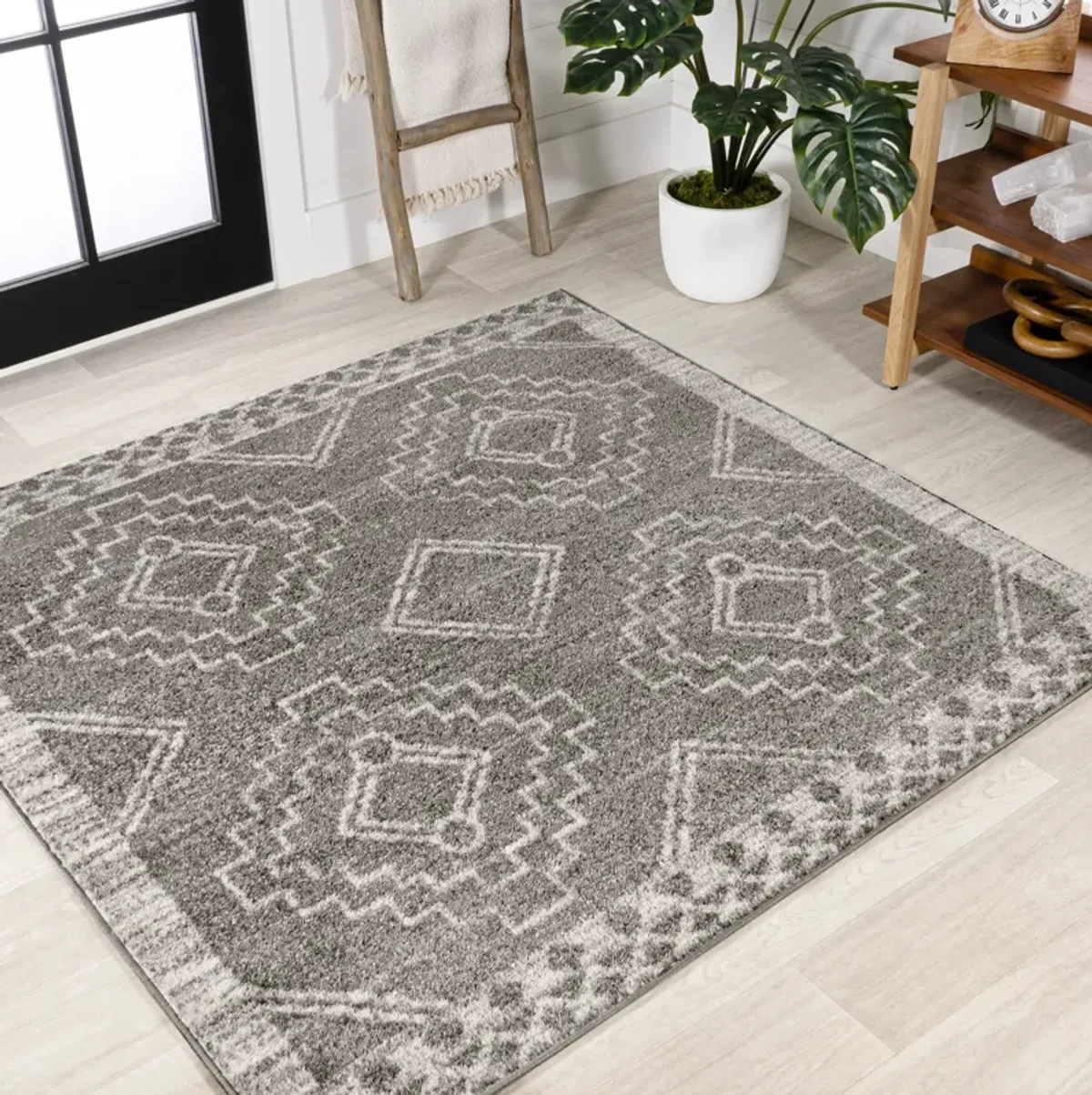 Amir Moroccan Beni Souk Cream/Black. Area Rug