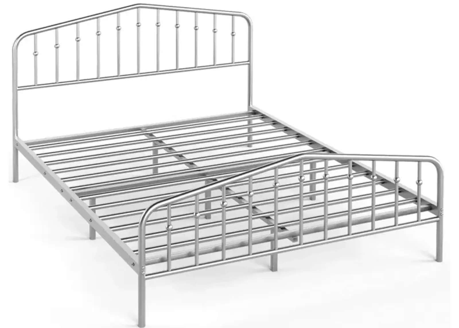 Queen Size Metal Bed Frame Platform Headboard and Footboard with Storage