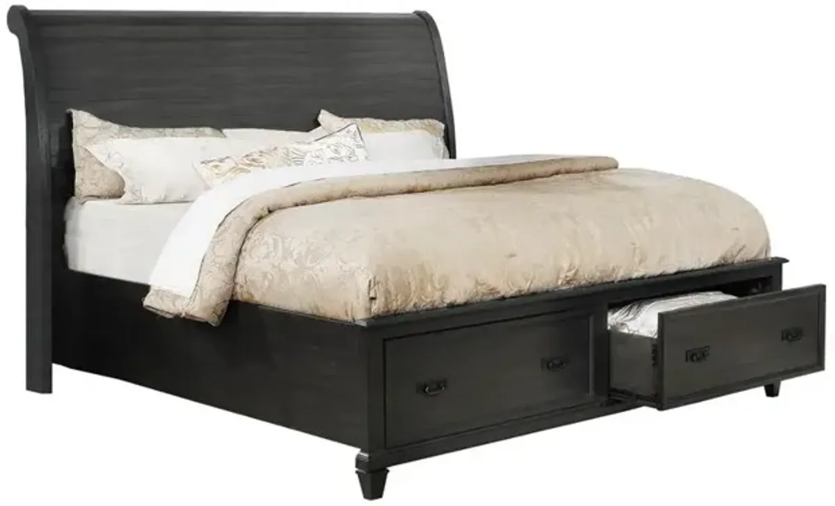 Best Quality Furniture Sleigh Queen Bed in Rustic Grey