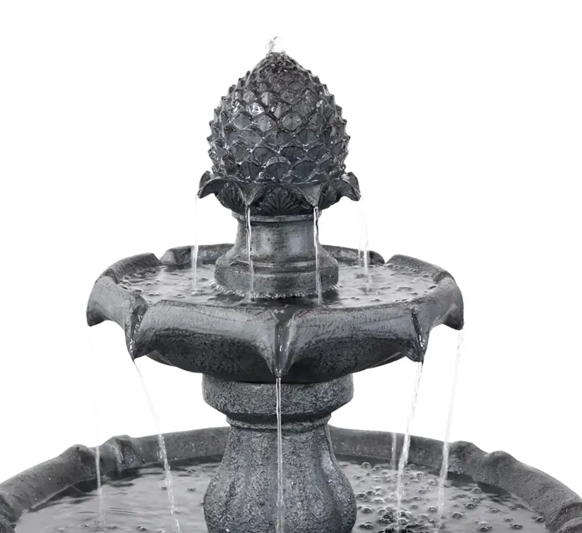 Sunnydaze Pineapple Outdoor 2-Tier Solar Fountain with Battery