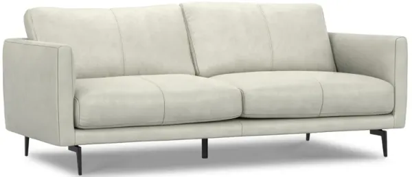 Stevens Modern, Mid - Century 81 inch Wide Sofa in Light Smoke Grey Genuine Leather