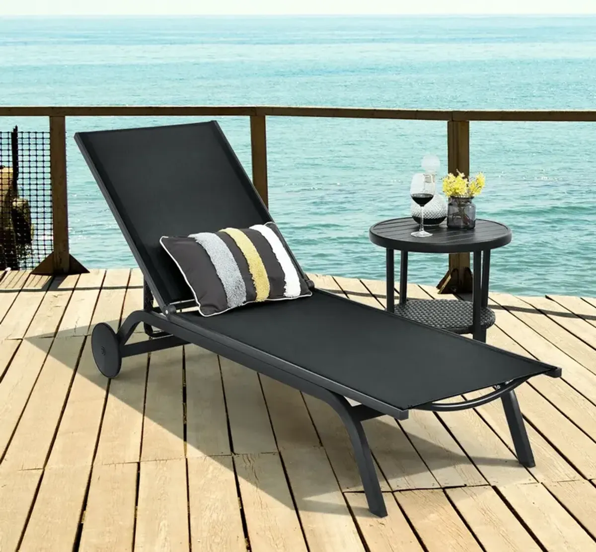 Aluminum Fabric Outdoor Patio Lounge Chair with Adjustable Reclining