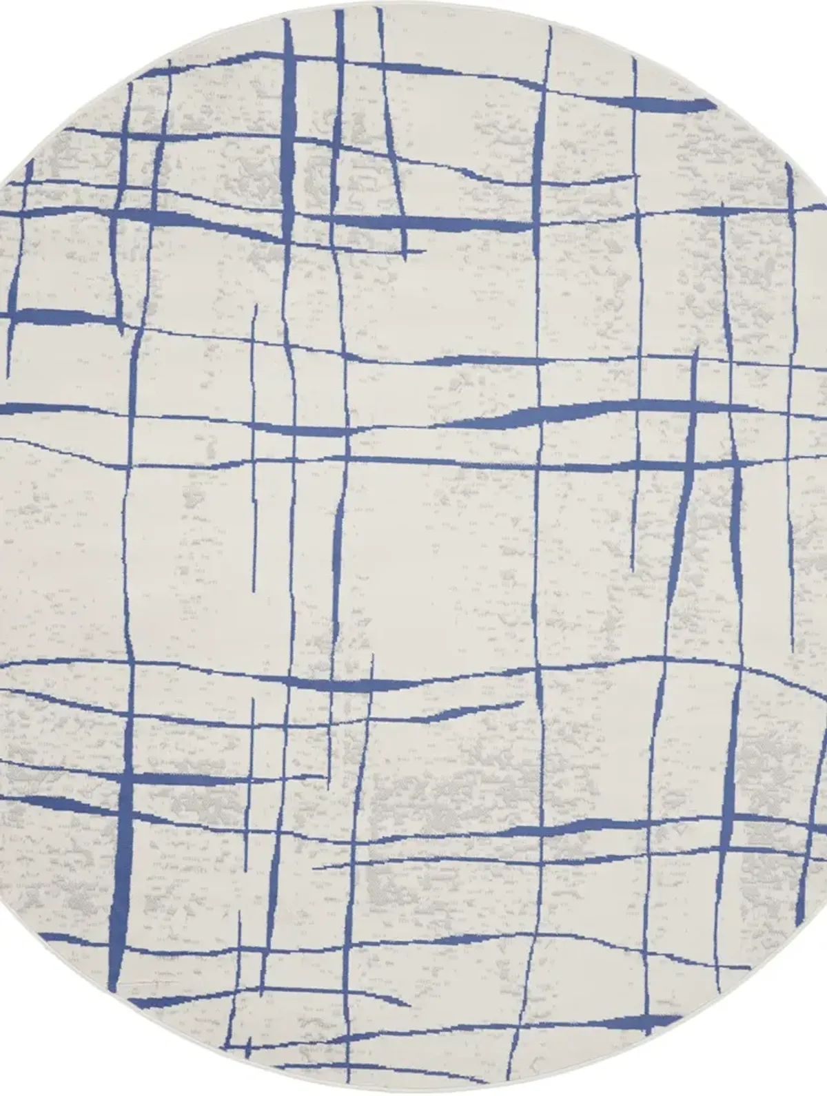 Whimsicle WHS09 Ivory/Blue 5' x Round Rug