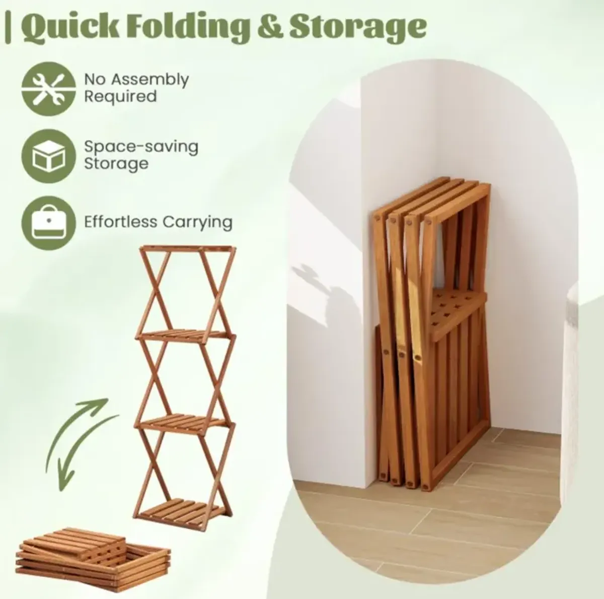 Hivvago 4-Tier Folding Plant Rack and Free Standing Shoe Rack