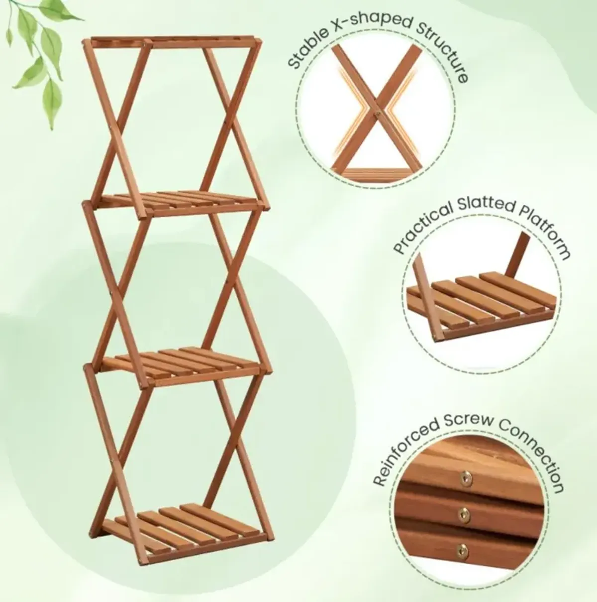 Hivvago 4-Tier Folding Plant Rack and Free Standing Shoe Rack