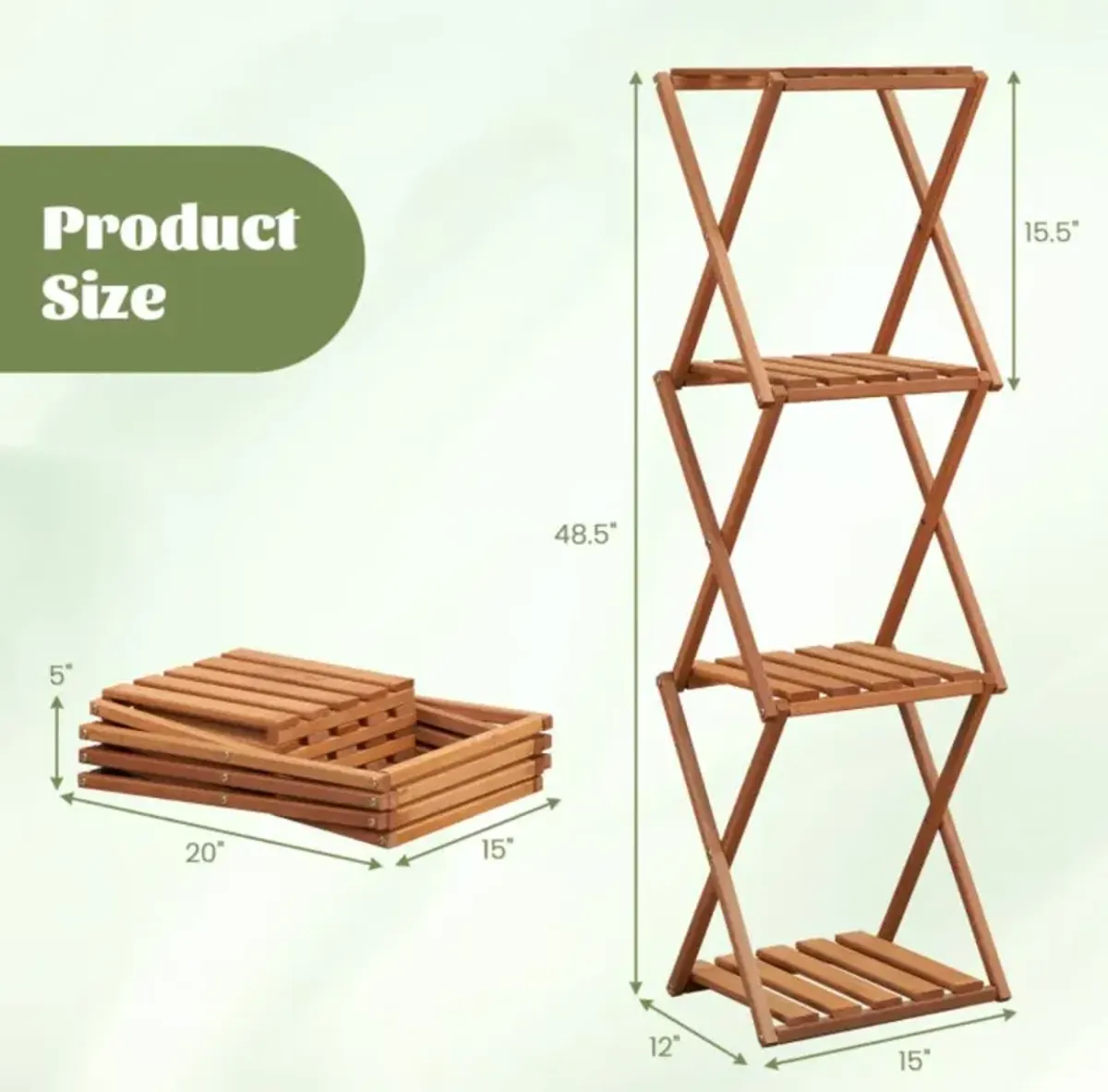 Hivvago 4-Tier Folding Plant Rack and Free Standing Shoe Rack