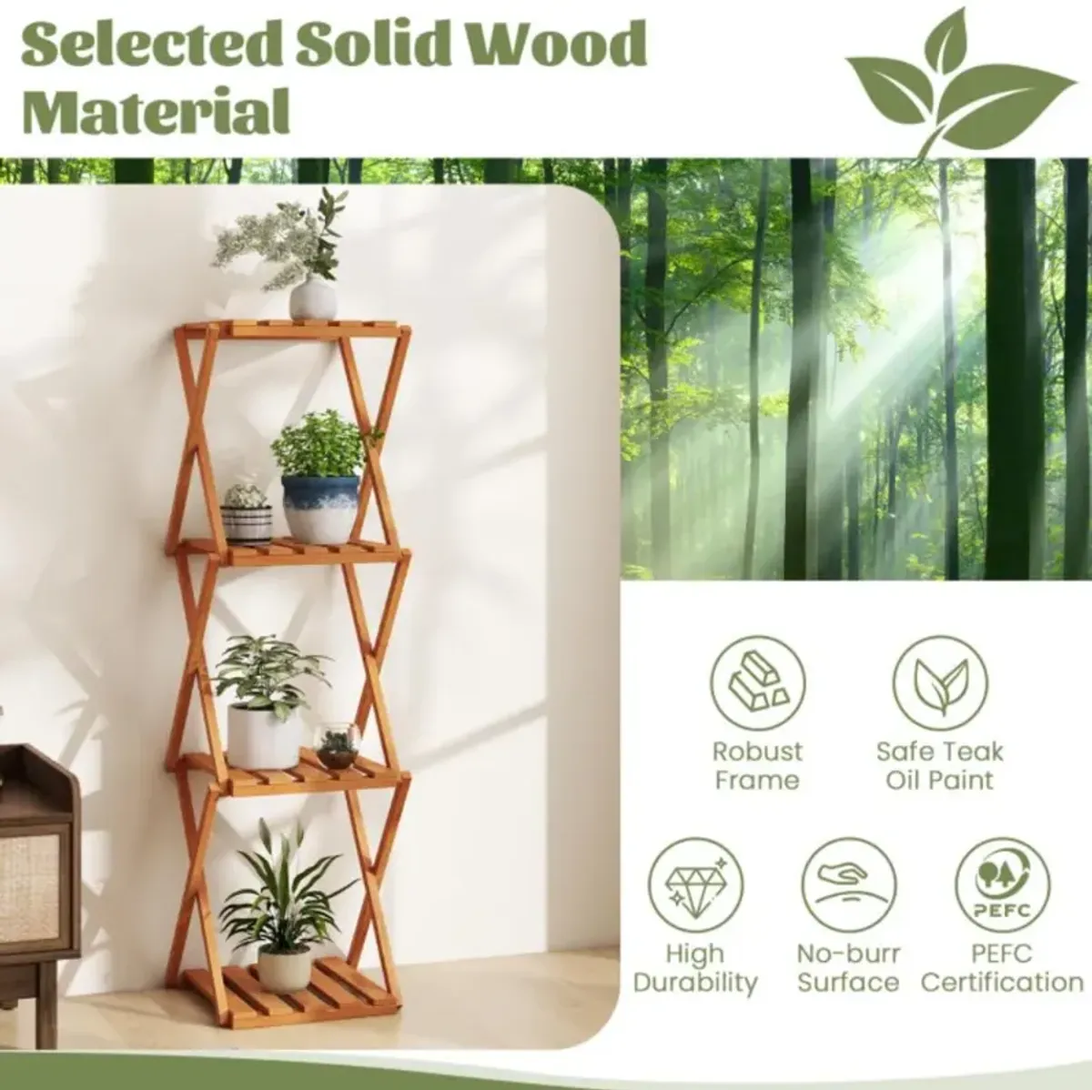 Hivvago 4-Tier Folding Plant Rack and Free Standing Shoe Rack