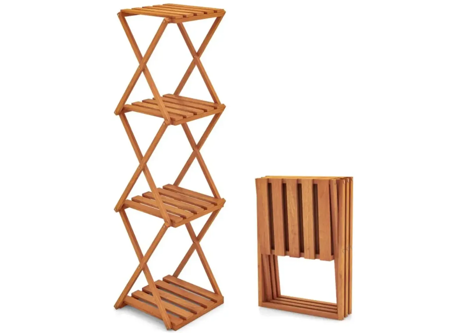 Hivvago 4-Tier Folding Plant Rack and Free Standing Shoe Rack