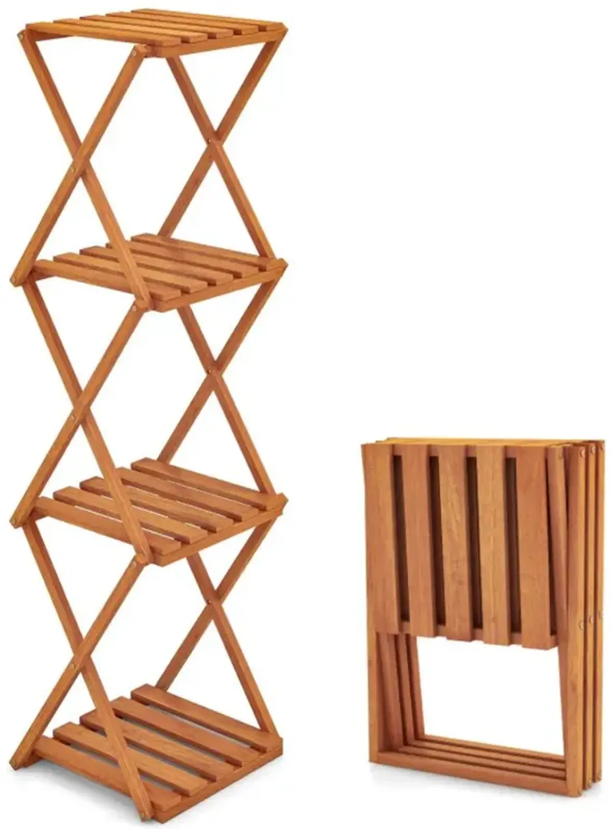 Hivvago 4-Tier Folding Plant Rack and Free Standing Shoe Rack