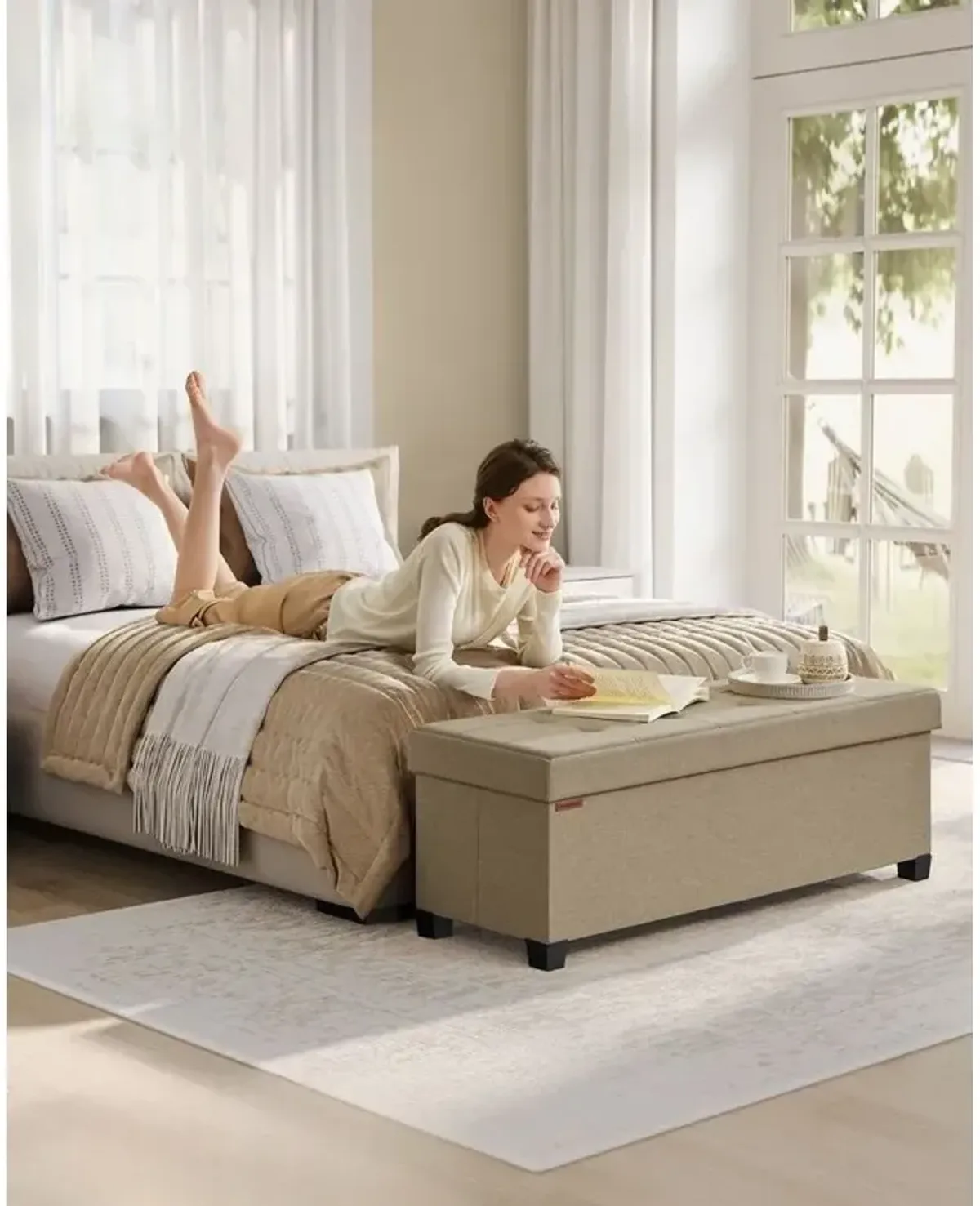 Versatile Storage Ottoman for Living Room, Bedroom, or Entryway