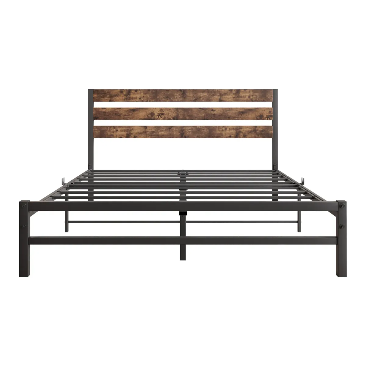 Hivvago FullSized Platform Bedframe with Slats and Vintage Wooden Head Board