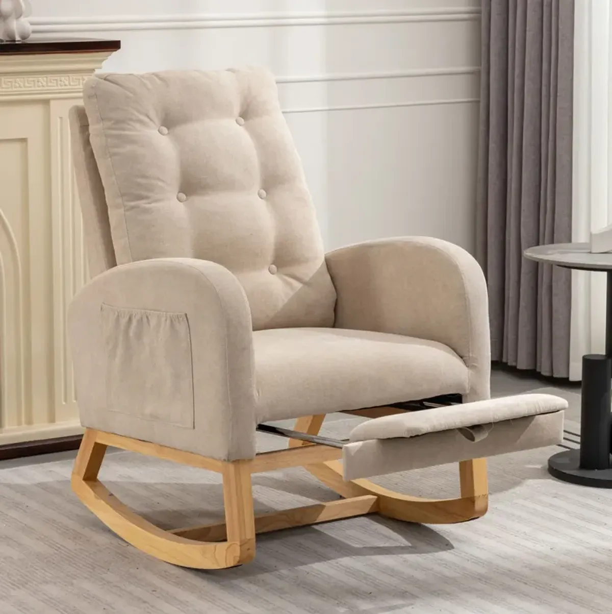 High Back Accent Rocking Chair with Footrest