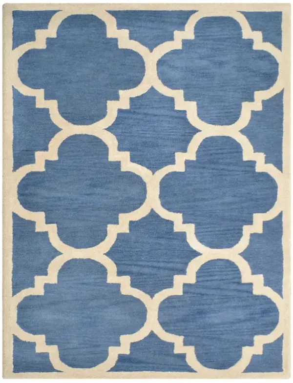 RUGSOTIC CARPETS HAND TUFTED WOOL ECO-FRIENDLY AREA RUGS - 5'x8', Rectangle Shape, Blue & Beige, Geometric Modern Design, High Pile Handmade Anti Skid Area Rugs for Living Room, Bed Room (K00231)
