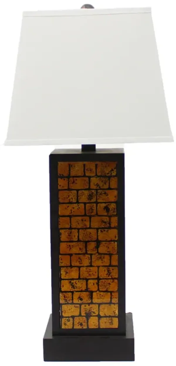 Hivvago 31" Black and Yellow Metal Bedside Table Lamp With White Empire Shade